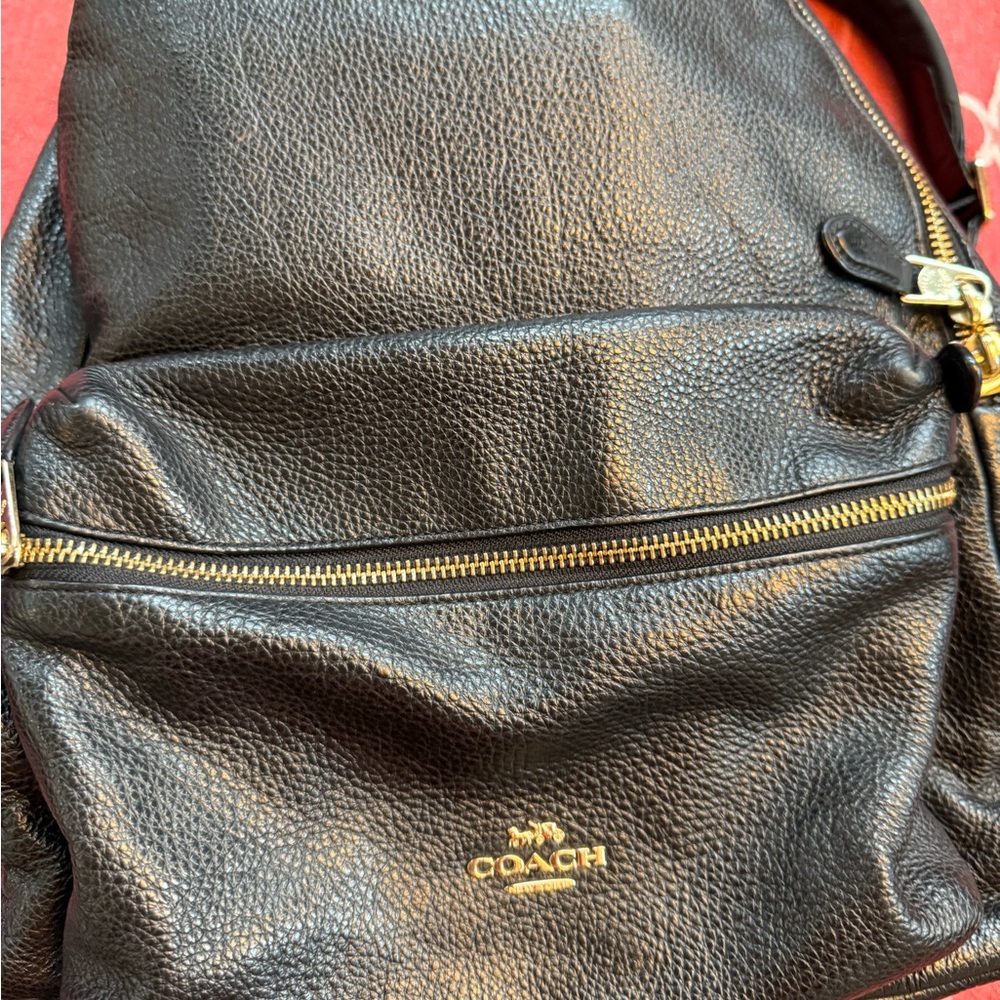 Coach 29004 Charlie Pebble Letter Black Backpack - Picture 6 of 16